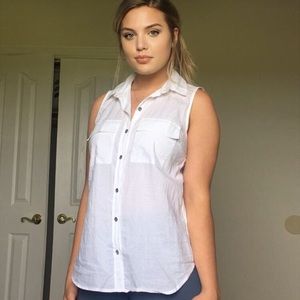 Michael Kors White Button Down Tank
